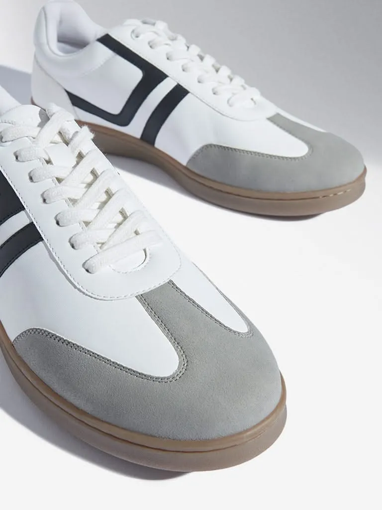 SOLEPLAY White Colour-Blocked Leather Sneakers