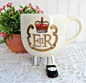 Walking Ware Mug Queen Elizabeth II 1977 Silver Jubilee Black Shoes Carlton Ware Iconic