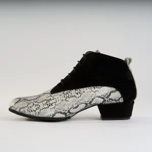 White Snake with Black Suede - Handmade Tango Trainers - Tita 9638