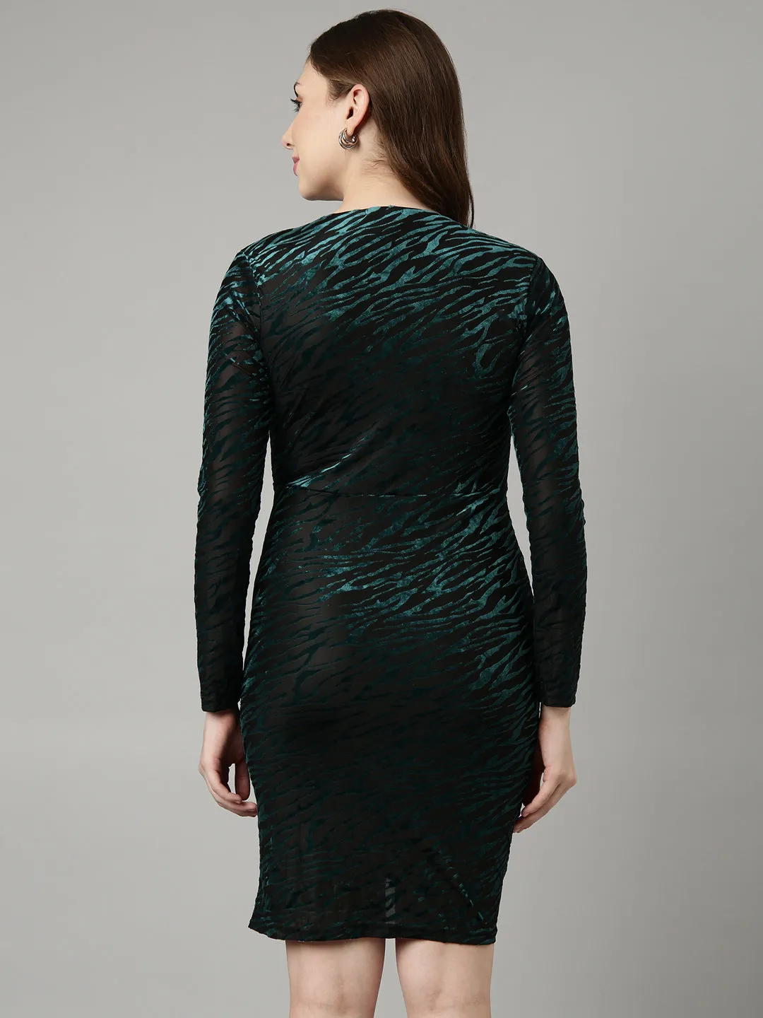 Women Green Abstract Bodycon Dress