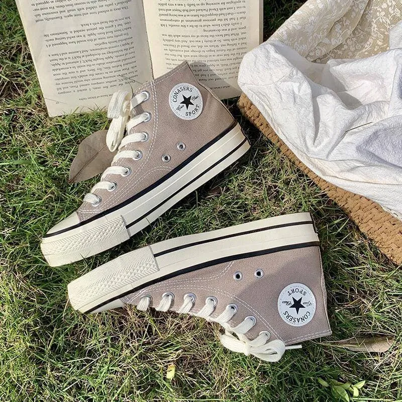 Women's Casual Daily Canvas Candy Colors Lace-up Sneakers